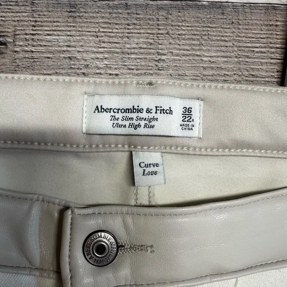 Size 22 Abercrombie Curve Love Mixed Fabric Ultra High Rise Slim Straight Jeans - Picture 7 of 8